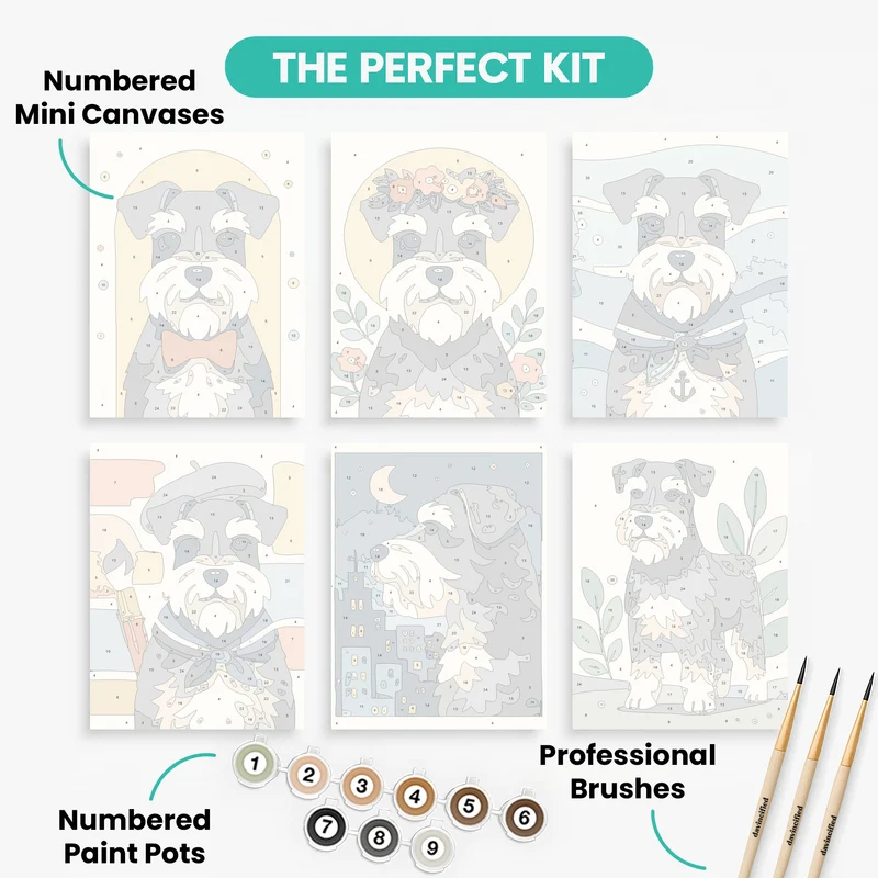 Schnauzers - Mini Paint by Numbers Set