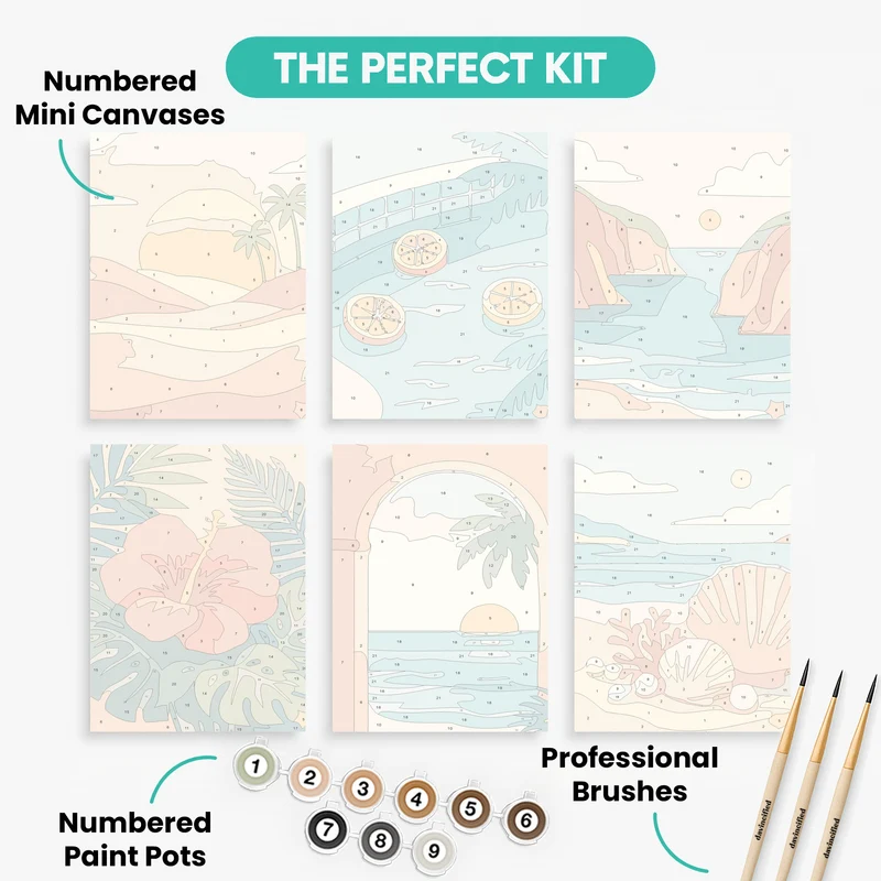 Tropical Summer Escape - Mini Paint by Numbers Set