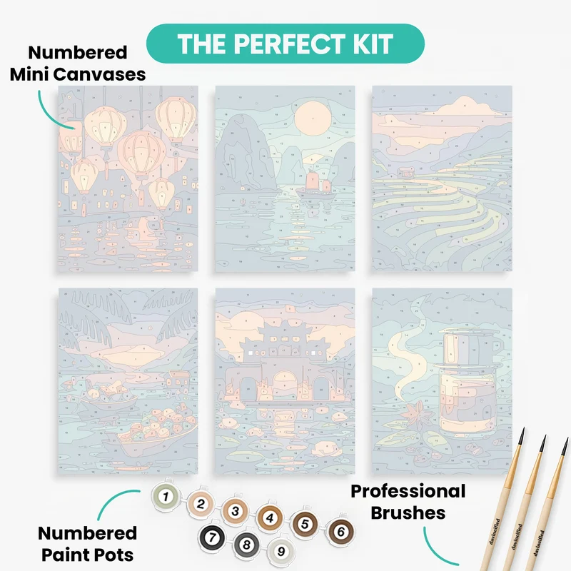 Vietnamese Scenes - Mini Paint by Numbers Set