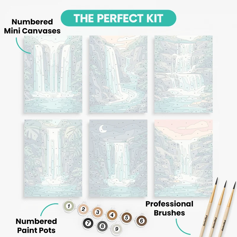 Cascading Waterfalls - Mini Paint by Numbers Set