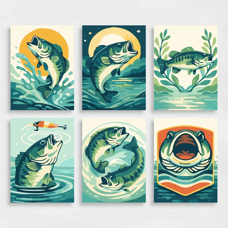 Bass Fish Catch - Mini Paint by Numbers Set