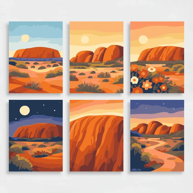 Uluru Desert Landscape - Mini Paint by Numbers Set