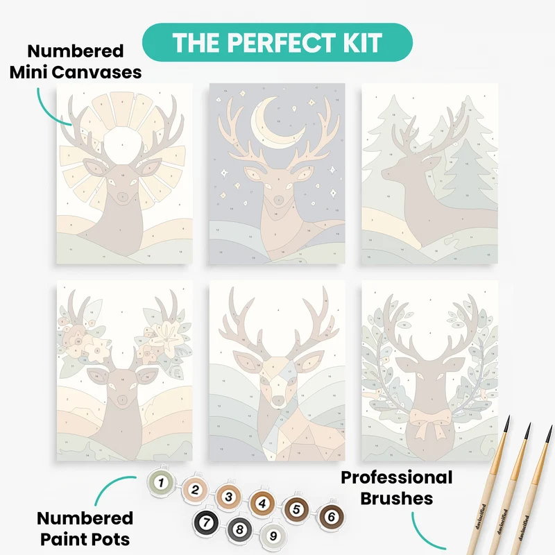 Majestic Deer - Mini Paint by Numbers Set