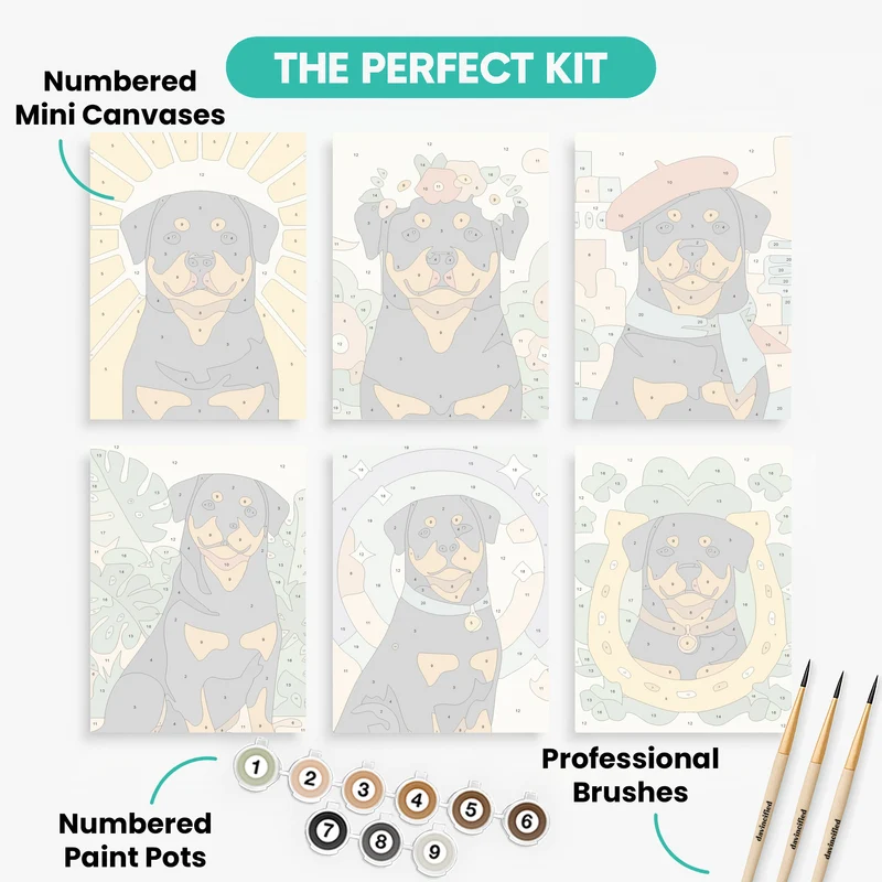 Rottweilers - Mini Paint by Numbers Set