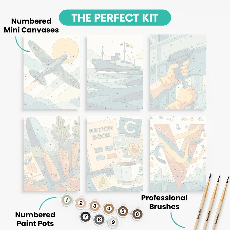 World War II - Mini Paint by Numbers Set