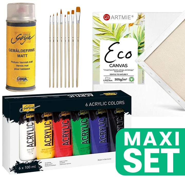Basic Painting Set with Brushes and Matte Varnish