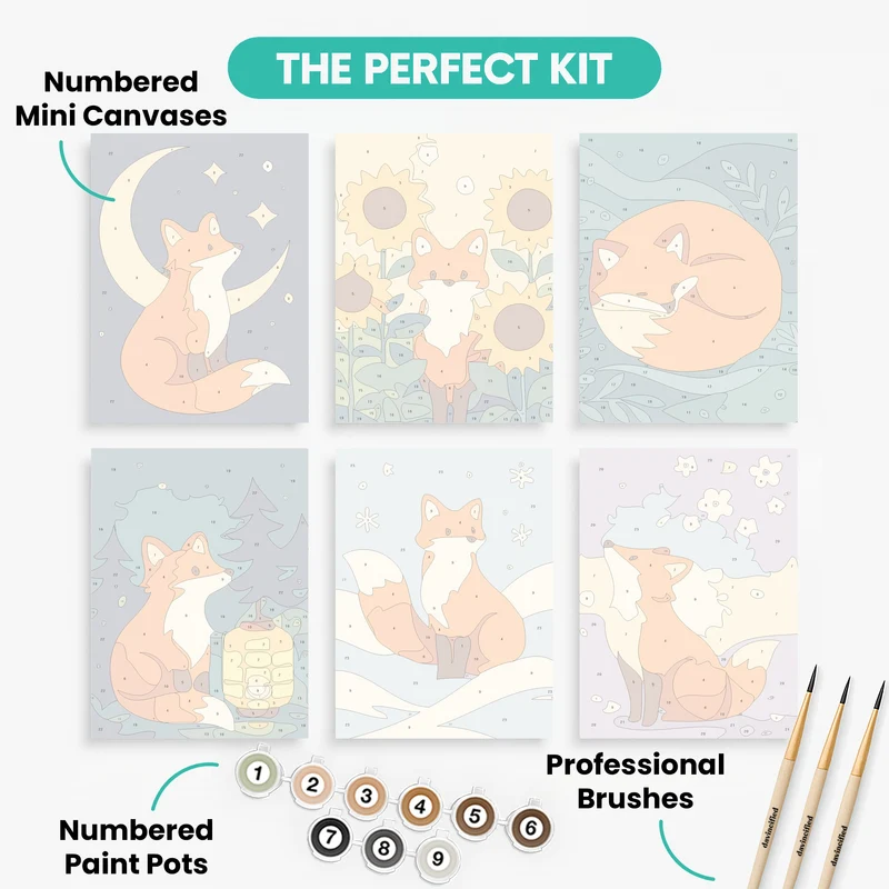 Foxes - Mini Paint by Numbers Set