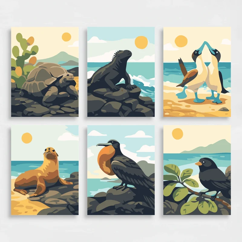 Galapagos National Park - Mini Paint by Numbers Set