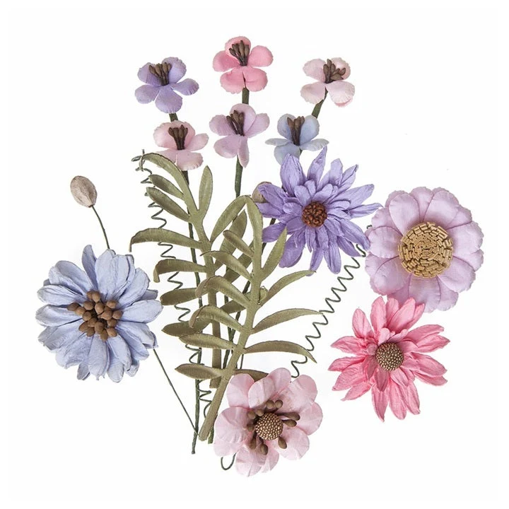 Paper Flowers Pink & Lavender - Set of 12