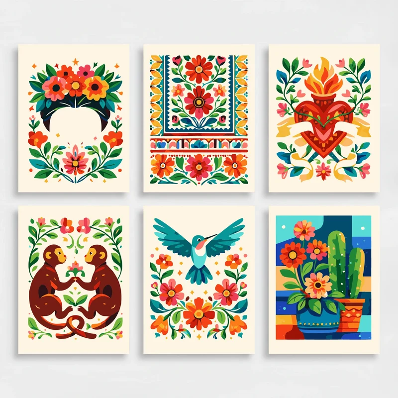 Mexican Folk Art - Mini Paint by Numbers Set