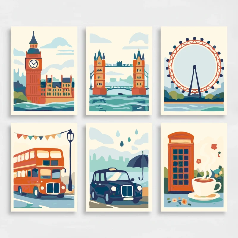 London Landmarks - Mini Paint by Numbers Set