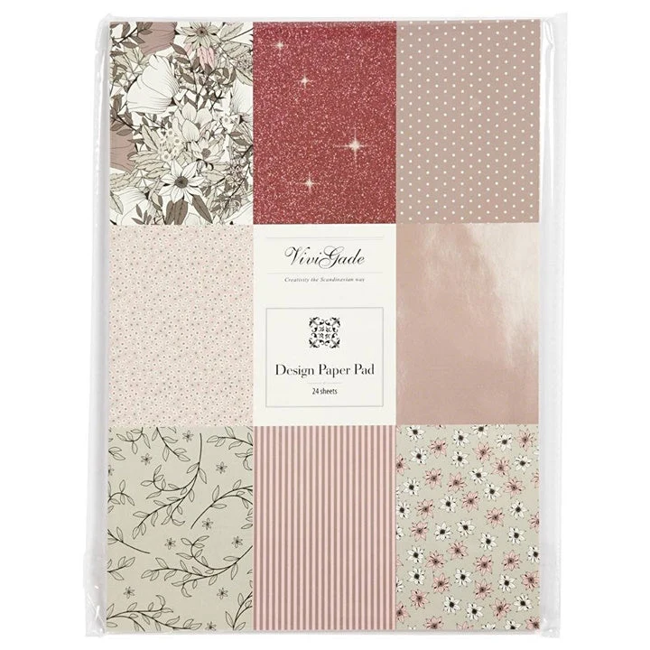 Vivi Gade A4 Scrapbooking Paper - Pink Tones, Set of 24 Sheets