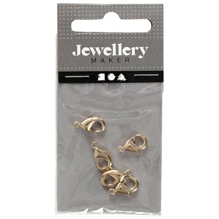 Jewelry Lobster Clasps, 10.1 mm, Gold, Set of 5