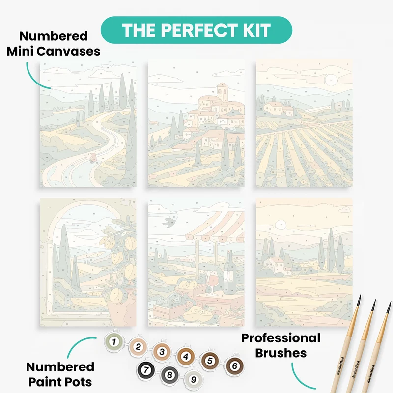 Tuscan Countryside - Mini Paint by Numbers Set