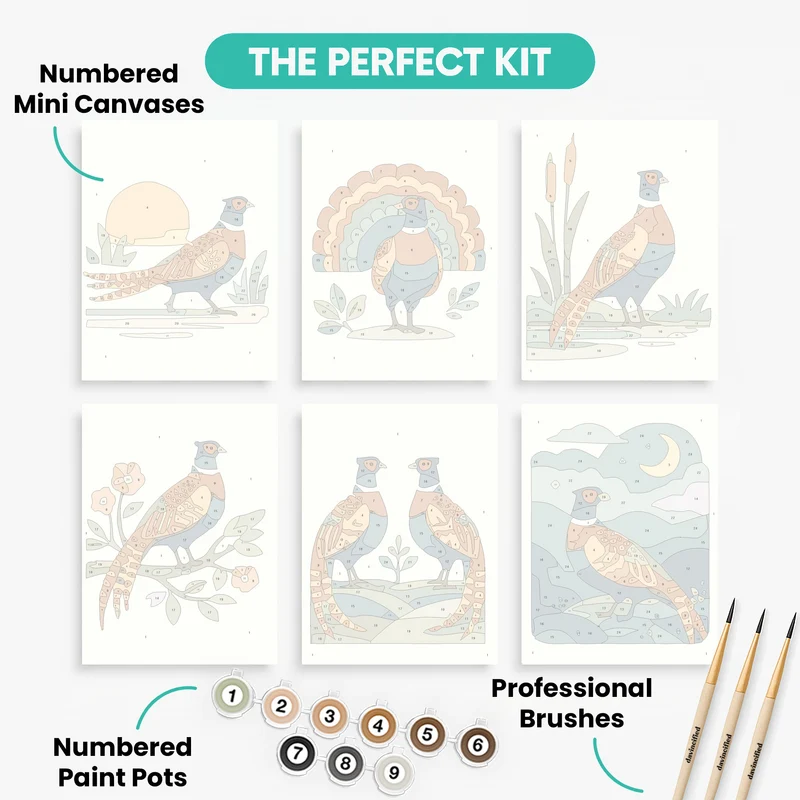 Pheasant Elegance - Mini Paint by Numbers Set