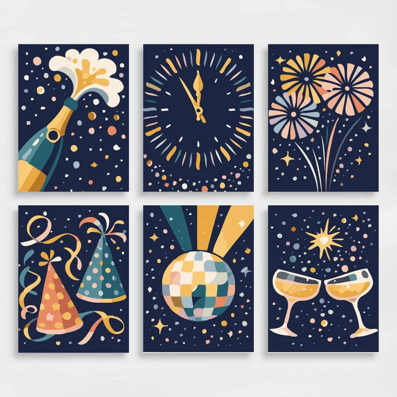 New Year - Mini Paint by Numbers Set