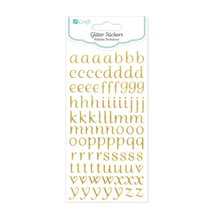 Glitter Stickers, Small Alphabet, 90 pcs