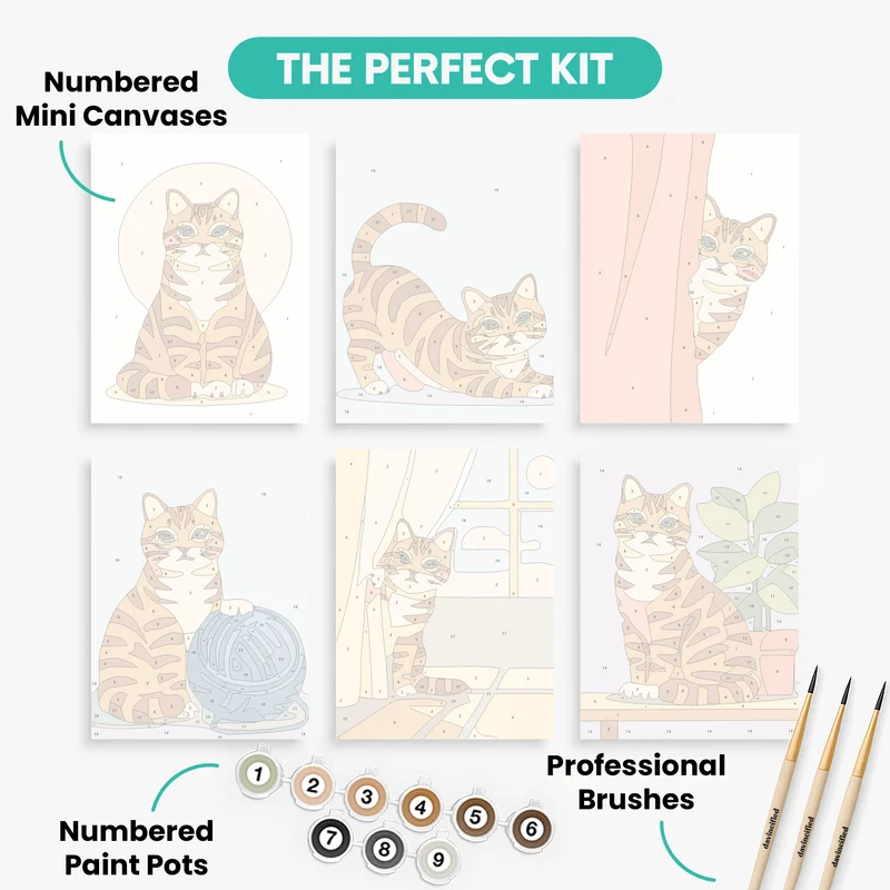Tabby Cats - Mini Paint by Numbers Set