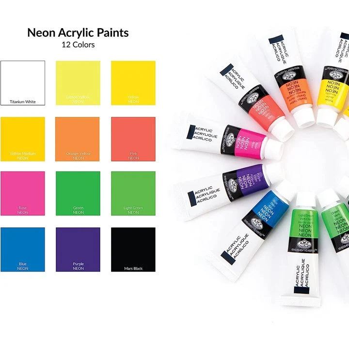 Royal & Langnickel Neon Acrylic Paints 12 x 12 ml