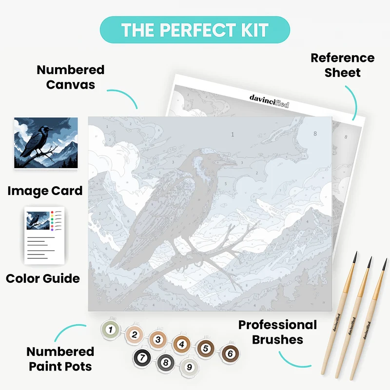 Majestic Raven in Mountain Wilderness - Paint by Numbers Kit