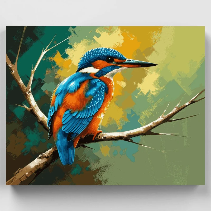 Kingfisher on Branch - Paint by Numbers Kit