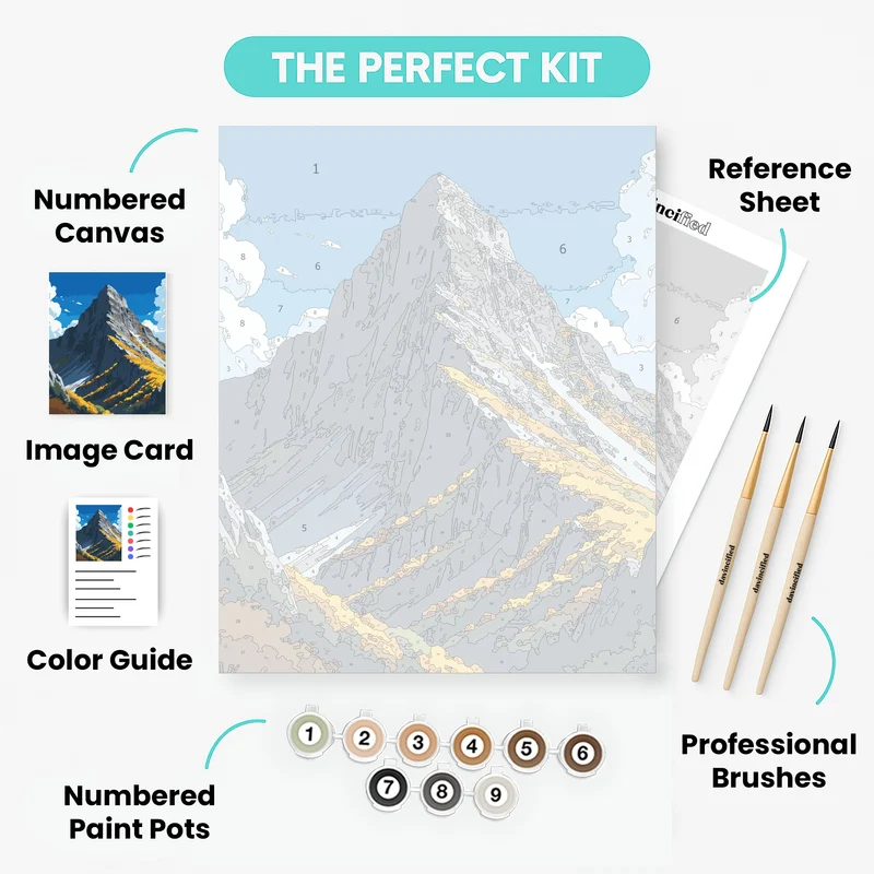 Majestic Mountain Peak with Autumn Colors - Paint by Numbers Kit