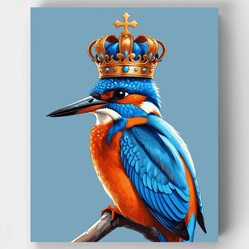 Regal Kingfisher with Crown - Paint by Numbers Kit