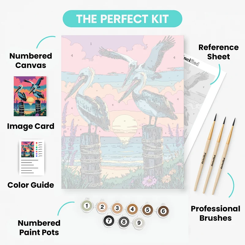 Pelicans at Sunset - Paint by Numbers Kit