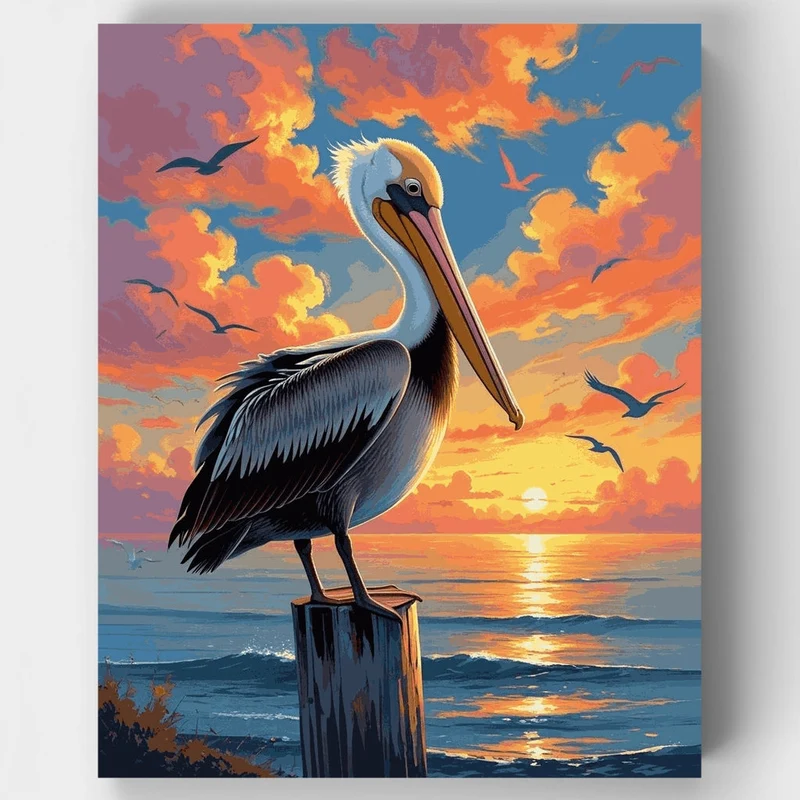 Pelican at Sunset - Paint by Numbers Kit