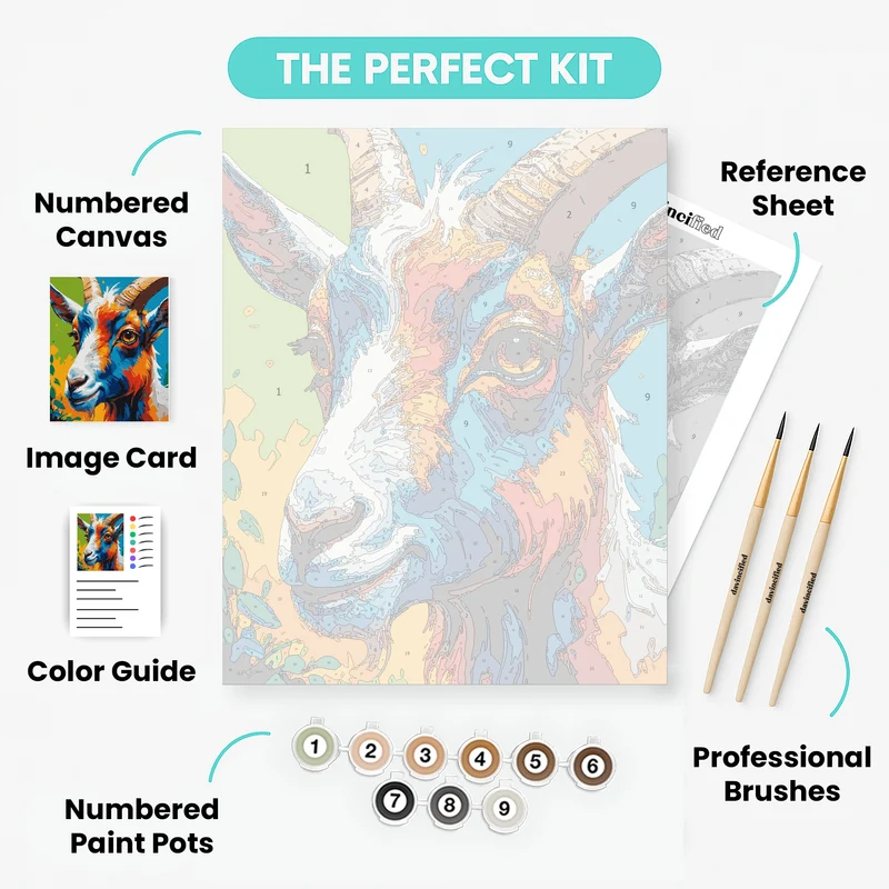 Vibrant Goat Portrait - Paint by Numbers Kit