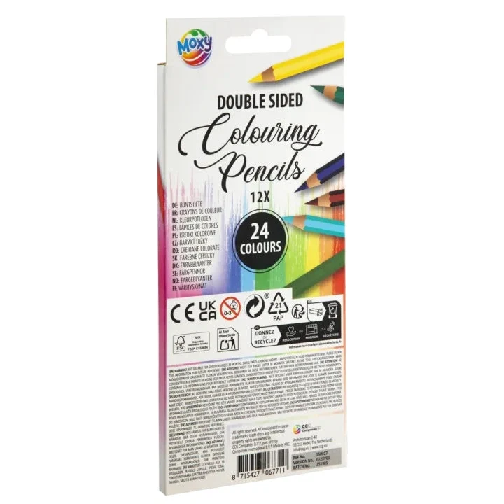 Set of 12 Double-Sided Coloring Pencils, 24 Colors