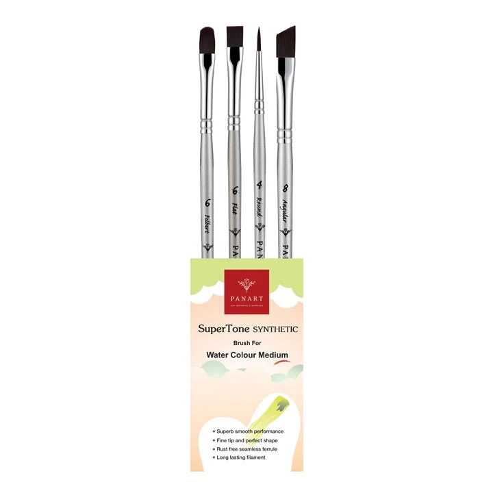 PanArt SuperTone Synthetic Watercolor Brush Set, Set of 4