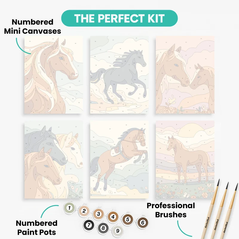 Majestic Horses - Mini Paint by Numbers Set