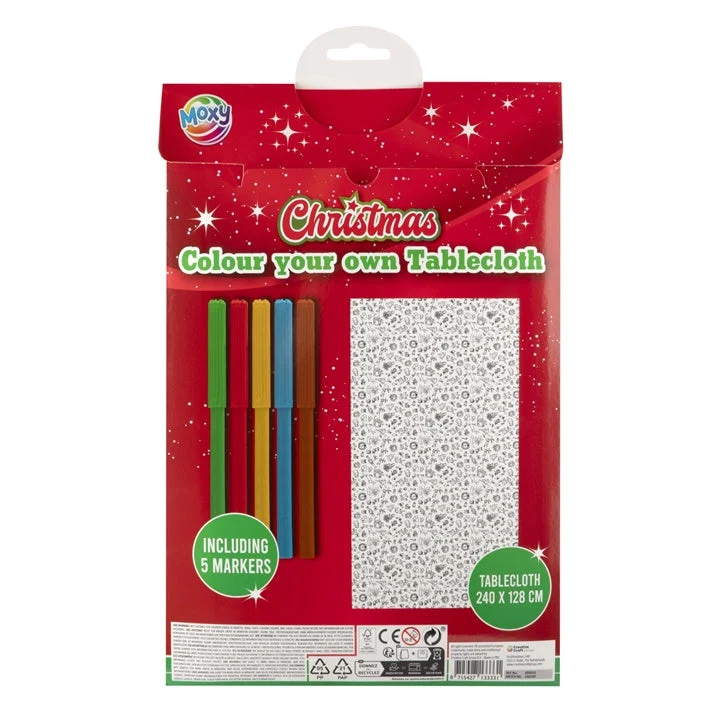 Christmas Tablecloth to Color with Markers, 240x128 cm