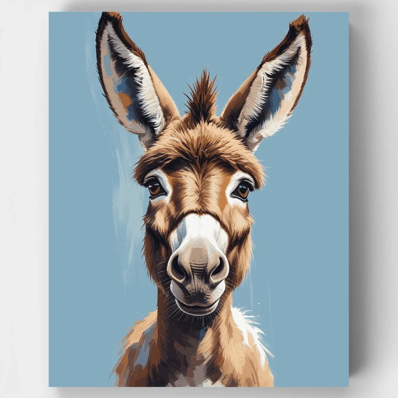 Charming Donkey Portrait - Paint by Numbers Kit