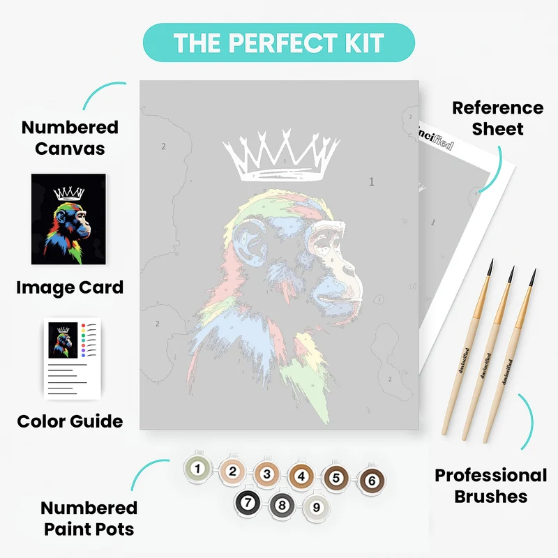 Colorful Crowned Monkey - Paint by Numbers Kit