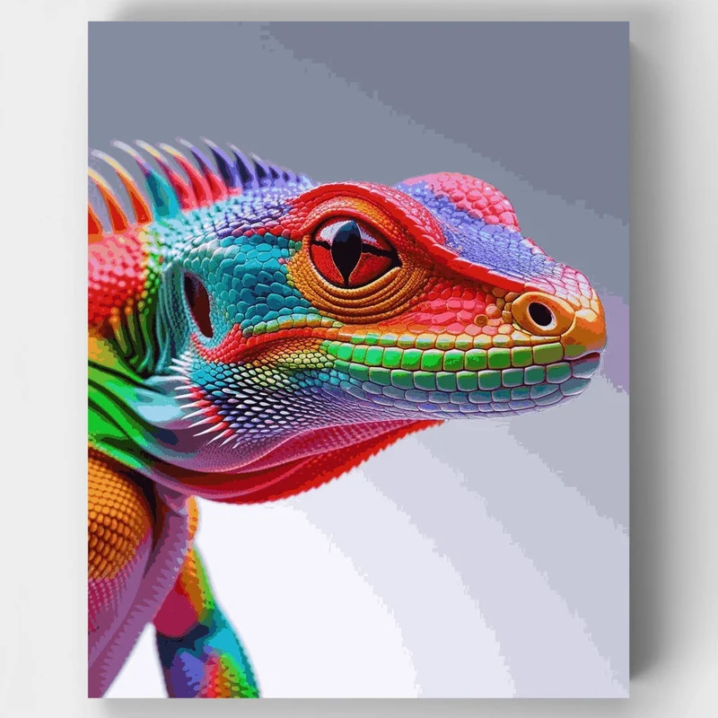Vibrant Rainbow Lizard - Paint by Numbers Kit