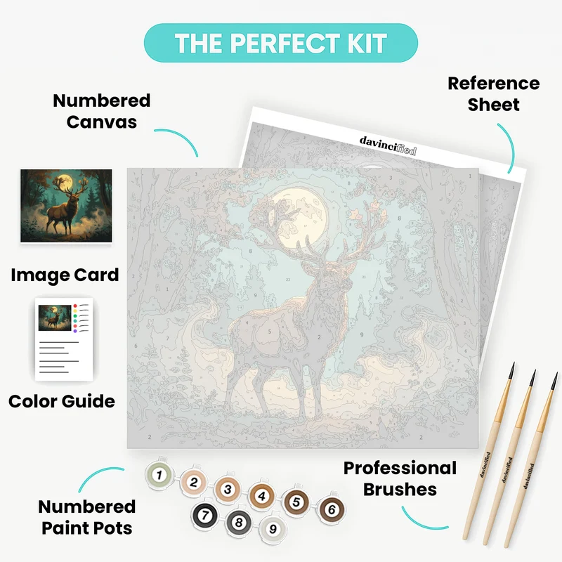 Majestic Elk Under Moonlight - Paint by Numbers Kit