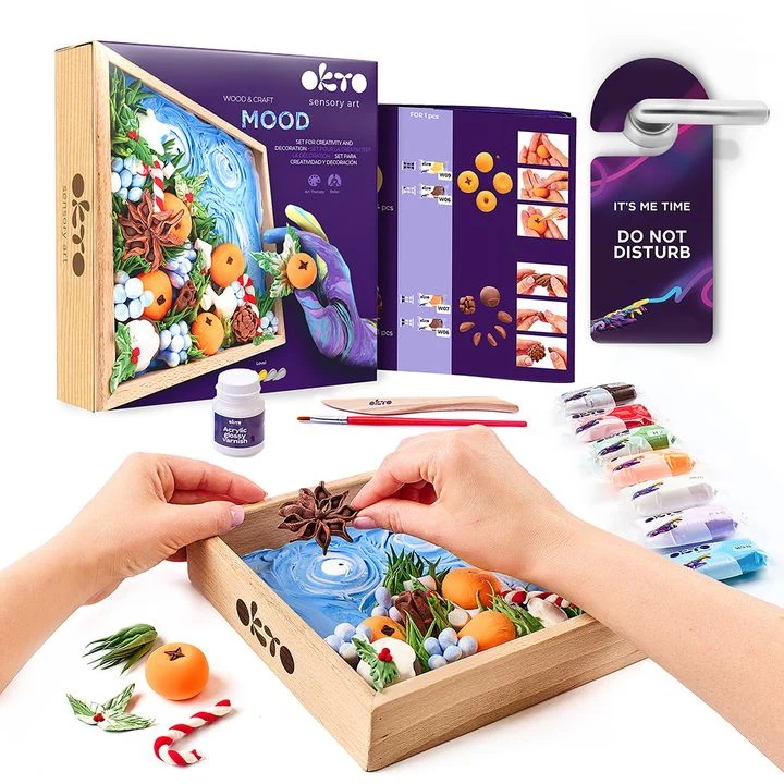 OKTO Modeling Clay Set in Wooden Frame, 21 x 21 cm, Joy