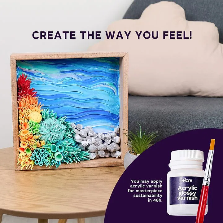 OKTO Modeling Clay Set in Wooden Frame, 21 x 21 cm, Ocean Calm