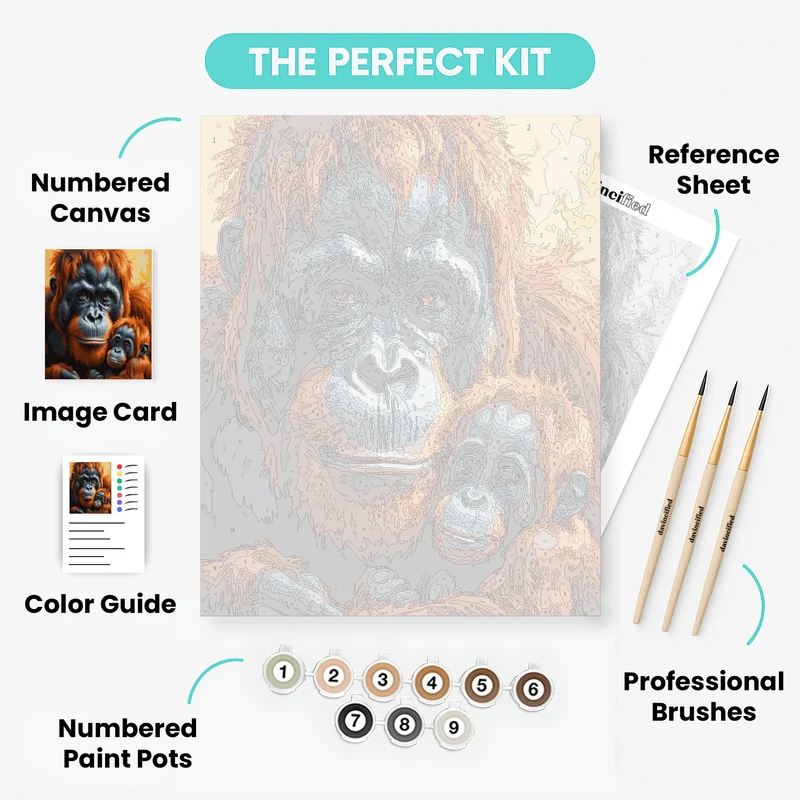Majestic Orangutan Family Portrait - Paint by Numbers Kit