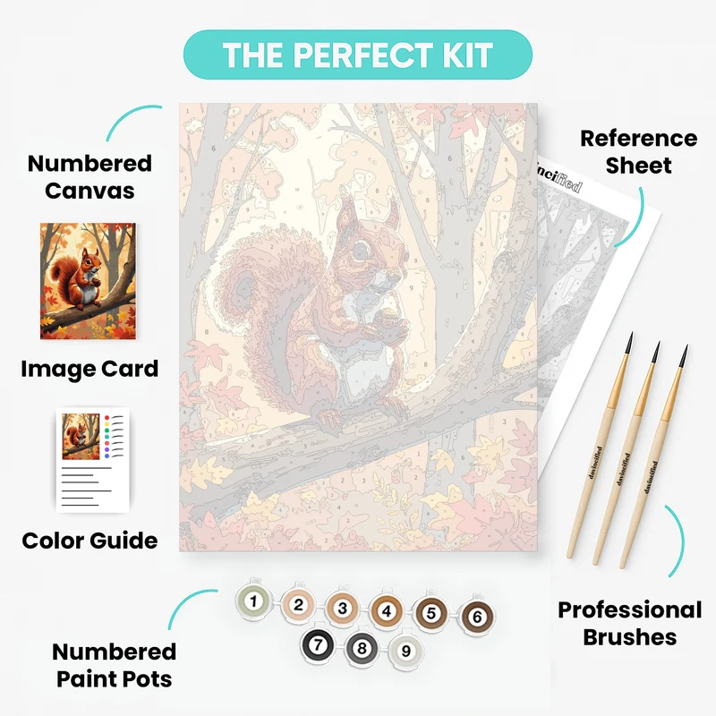 Autumn Squirrel with Acorn - Paint by Numbers Kit