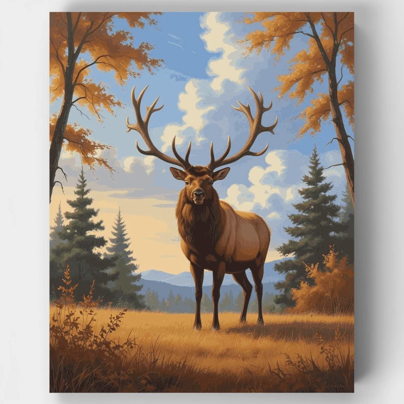 Majestic Elk in Autumn Forest - Paint by Numbers Kit