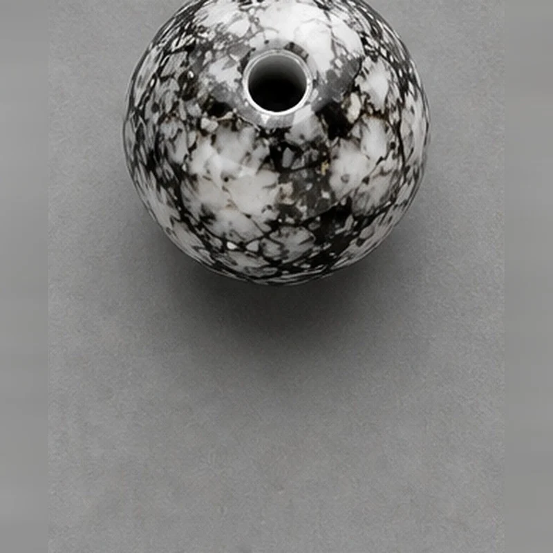 Round Glass Beads with Marble Effect, 8 mm, Set of 15
