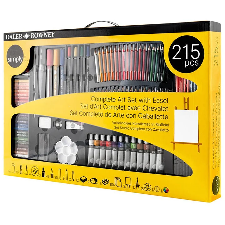 Daler-Rowney Art Set with Canvas and Easel, 215 Pieces