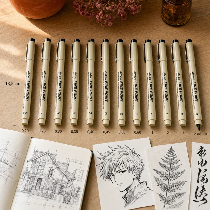 Black Technical Pen Fineliner, Tip 0.20–3 mm
