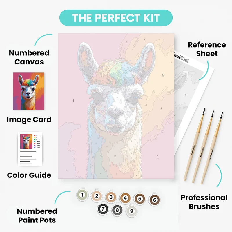 Rainbow Llama - Paint by Numbers Kit