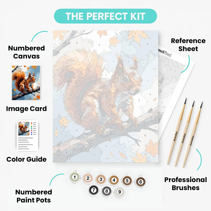 Autumn Squirrel on Branch - Paint by Numbers Kit