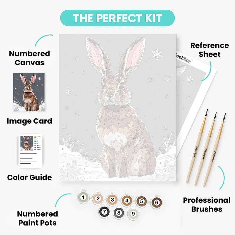 Snowy Winter Hare Portrait - Paint by Numbers Kit