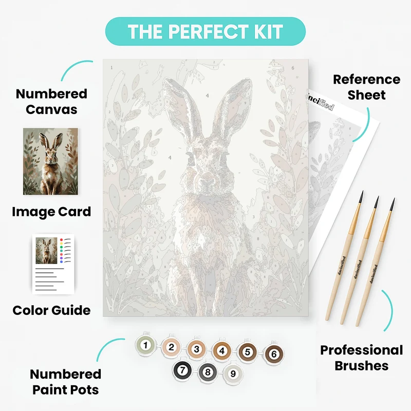 Gentle Hare in Wild Foliage - Paint by Numbers Kit